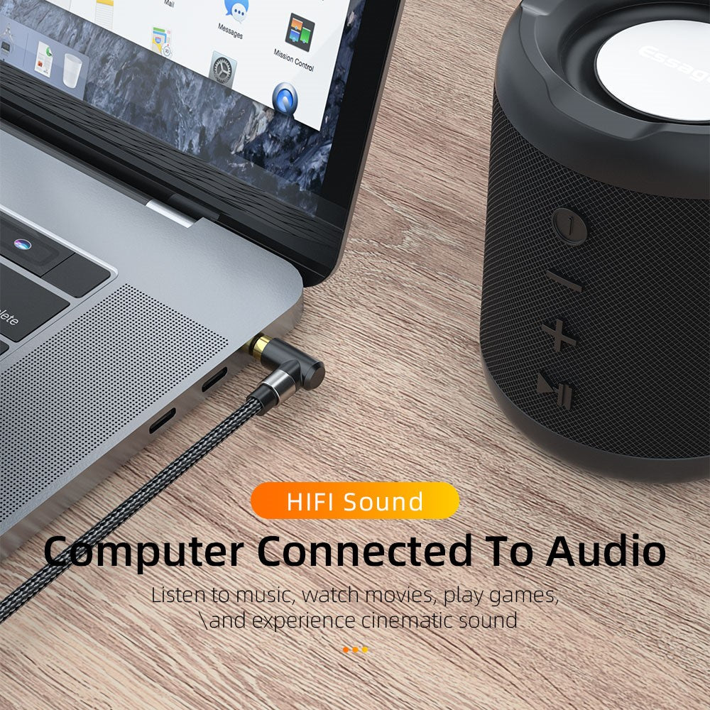 ESSAGER 3.5mm Jack Male to Male Audio AUX Cable for PC Mobile Phone Speaker, 1.5m