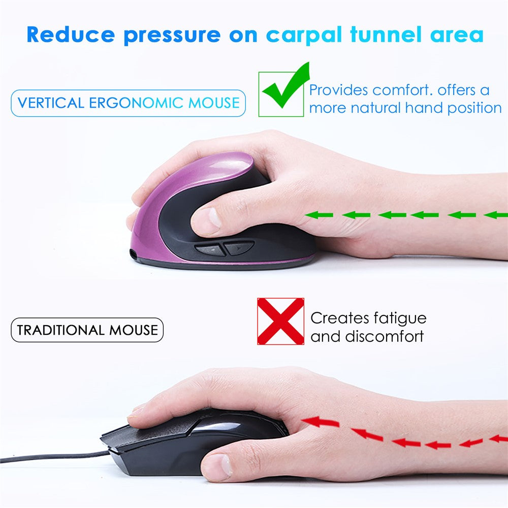 Rechargeable Ergonomic Vertical Mouse 2.4G / Bluetooth-Compatible Silent Wireless Mouse for Right Hand