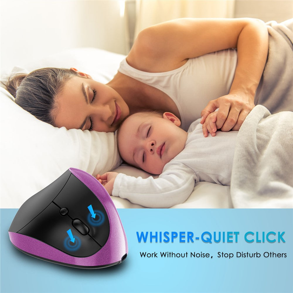 Rechargeable Ergonomic Vertical Mouse 2.4G / Bluetooth-Compatible Silent Wireless Mouse for Right Hand