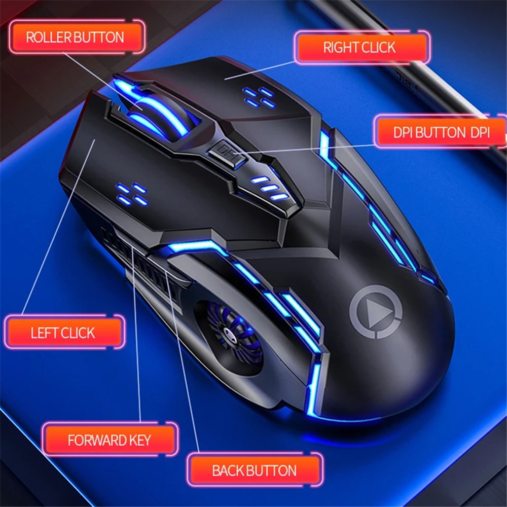 YINDIAO A9 2.4G Wireless Mouse 1200 / 1600 / 2400 / 3200 DPI Adjustable Silent 6 Keys Lighting Mouse