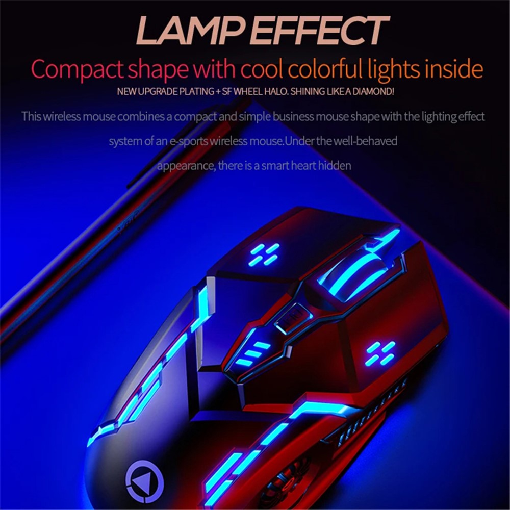 YINDIAO A9 2.4G Wireless Mouse 1200 / 1600 / 2400 / 3200 DPI Adjustable Silent 6 Keys Lighting Mouse