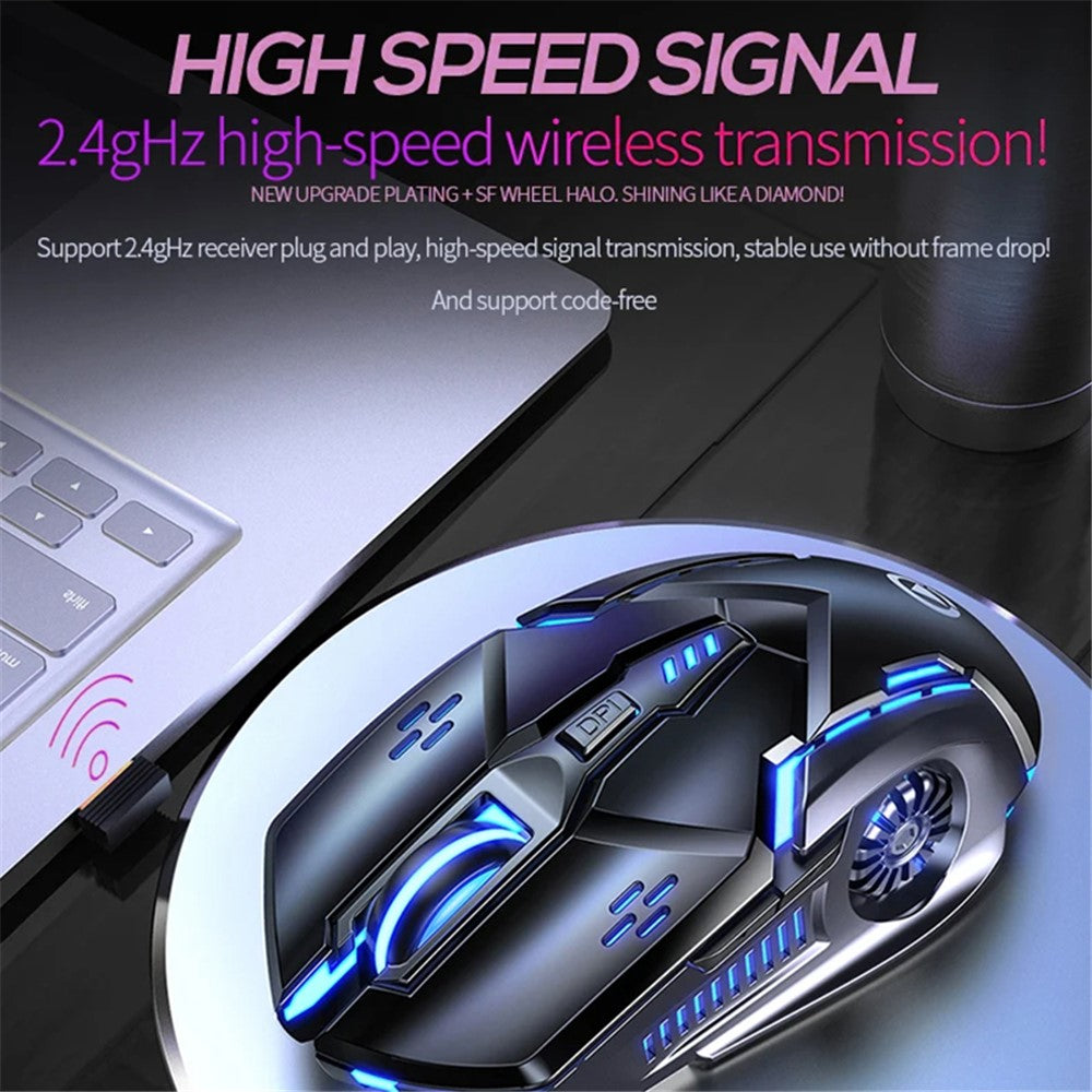 YINDIAO A9 2.4G Wireless Mouse 1200 / 1600 / 2400 / 3200 DPI Adjustable Silent 6 Keys Lighting Mouse