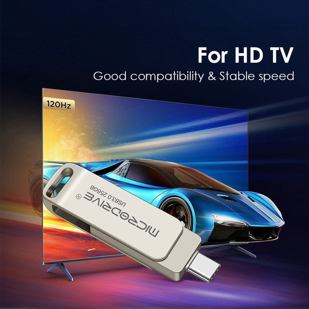 MICRODRIVE MDTU21 256GB Flash Drive 2-in-1 USB 3.0 + Type-C Rotating Metal U-Disk
