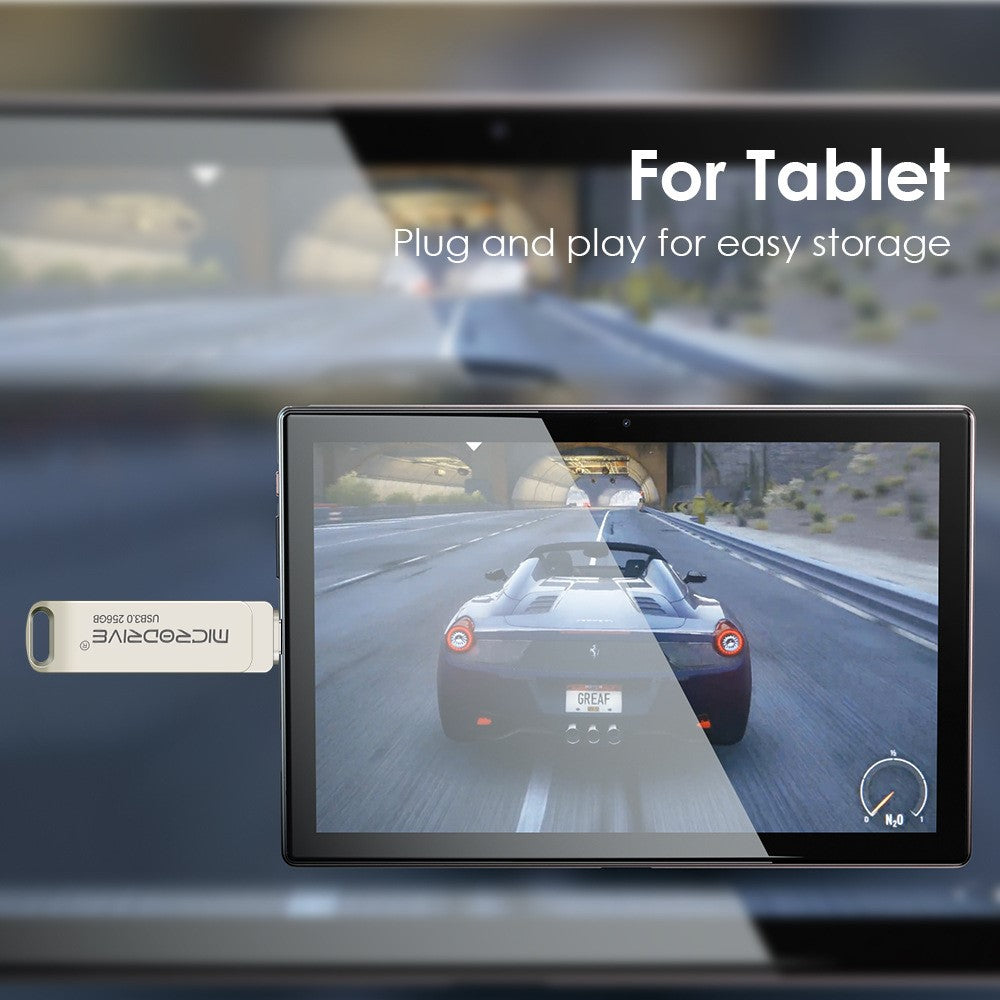 MICRODRIVE MDTU21 256GB Flash Drive 2-in-1 USB 3.0 + Type-C Rotating Metal U-Disk