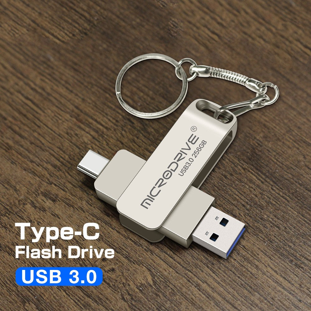 MICRODRIVE MDTU21 256GB Flash Drive 2-in-1 USB 3.0 + Type-C Rotating Metal U-Disk