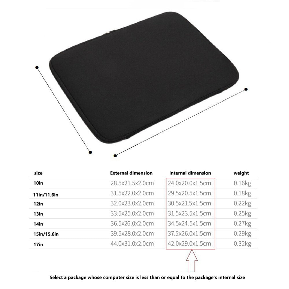 A03 10 inch Laptop Sleeve Bag Neoprene Notebook Carrying Bag without Elastic Bands Tablet Briefcase