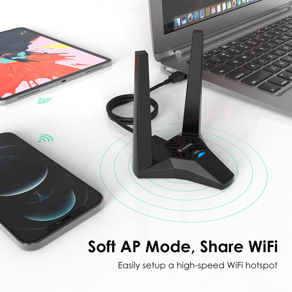 WAVLINK WS-WN692A3-A High Speed AC1300M 2.4GHz / 5GHz Wireless Dual Band USB 3.0 Adapter for Lag-Free Video Streaming / Gaming