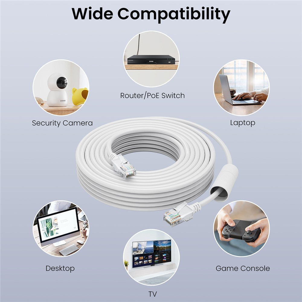 ZOSI Cat5e Ethernet Cable 60FT High Speed Network Cable RJ45 Cord 8 Pin 1000Mbps 155Mhz