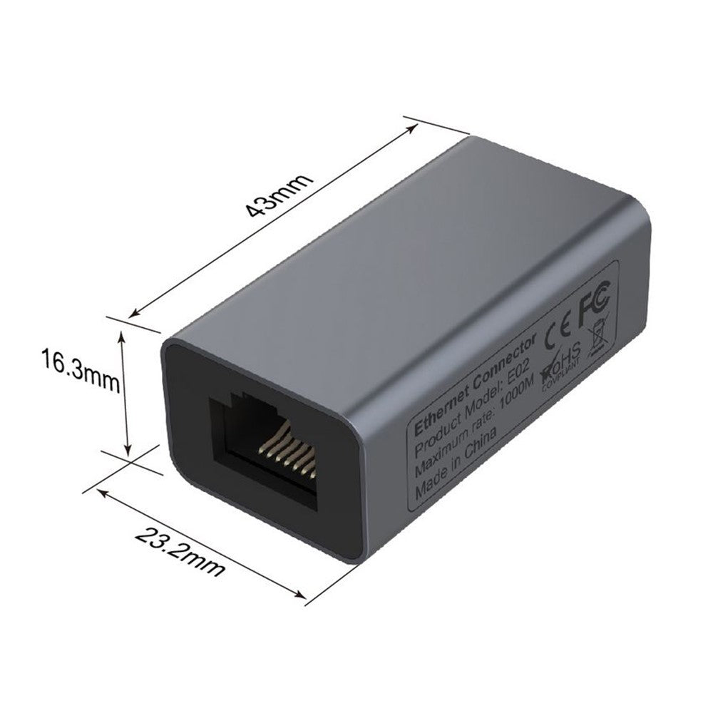 ONTEN E02 Aluminum Alloy Gigabit Ethernet Connector Network Cable Extension RJ45 Coupler