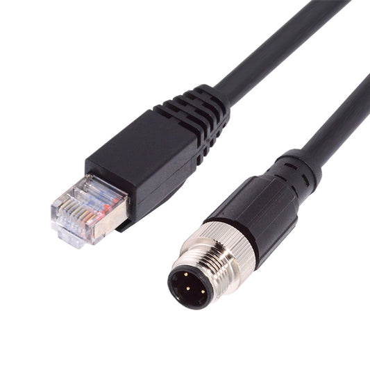 UT-021-1.0M M12 Type-D D-coded 4Pin Male to RJ45 Cat5e Male Cable Lan Ethernet Network Industrial Applications IP67 Patch Cord