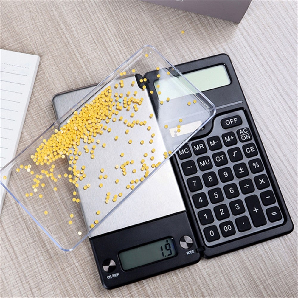 High Precision Portable Mini Electronic Scale + Calculator 2-in-1 Folding Compact Smart Scale Counter