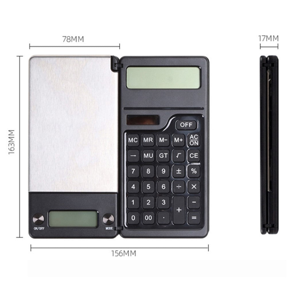 High Precision Portable Mini Electronic Scale + Calculator 2-in-1 Folding Compact Smart Scale Counter