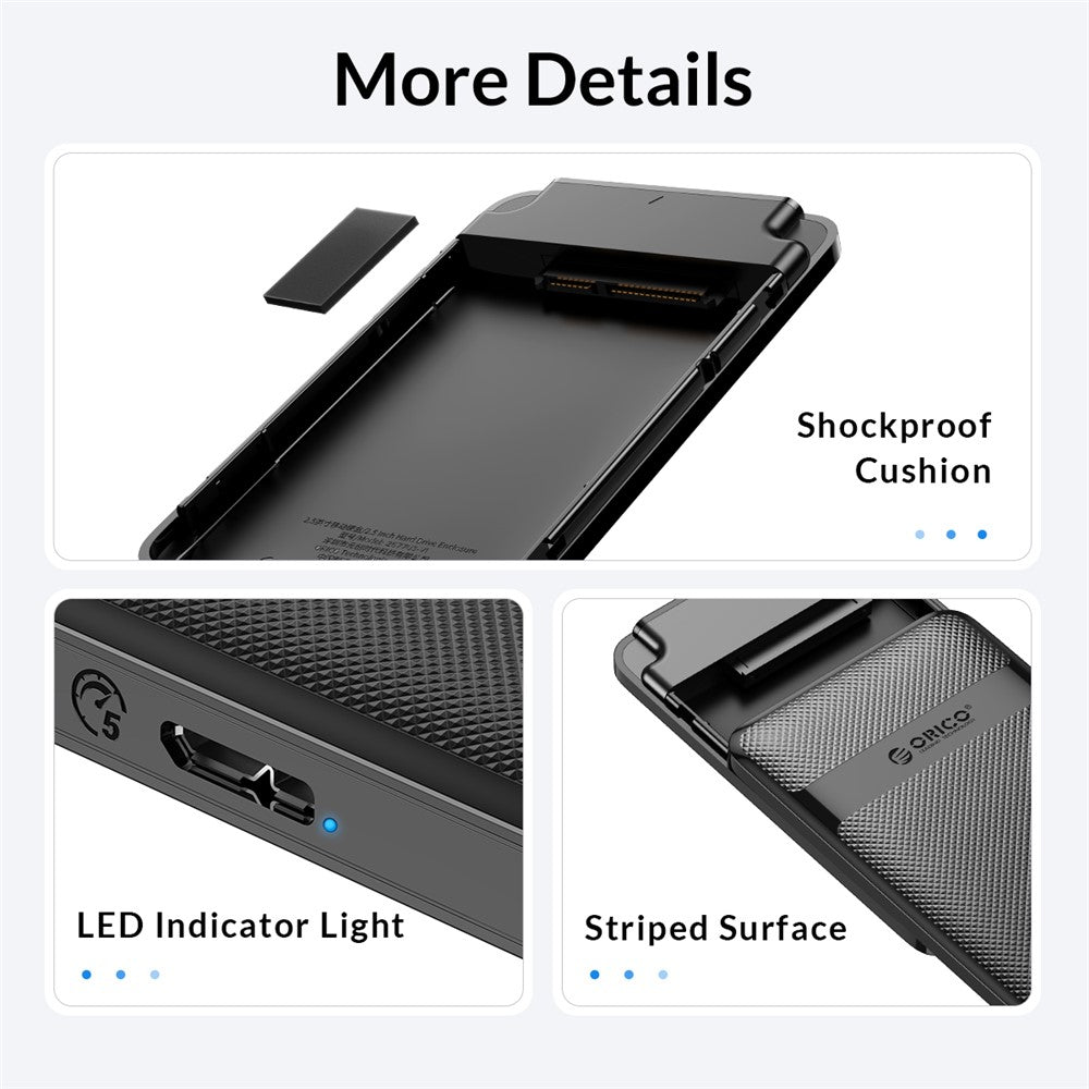 ORICO 2577U3-V1 2.5-inch USB3.0 Micro-B Hard Drive Enclosure 5Gbps SATA Hard Drive Case