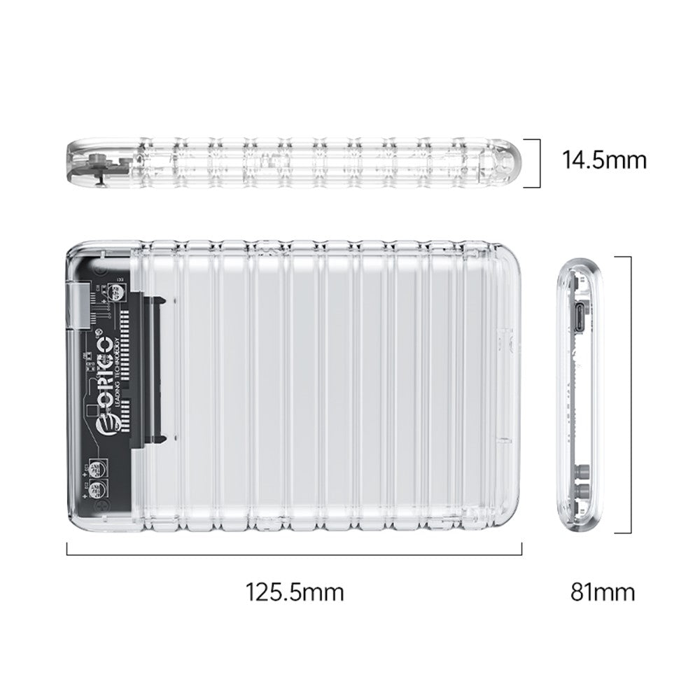 ORICO-2139C3 2.5" USB3.0 External Storage HDD Enclosure Transparent 6Gbps High Speed HDD SSD Hard Drive Enclosure