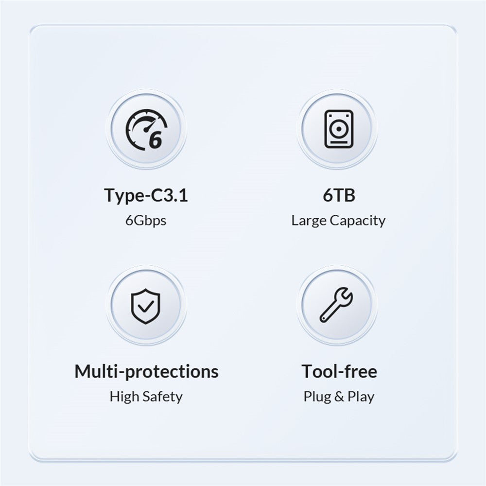 ORICO-2139C3 2.5" USB3.0 External Storage HDD Enclosure Transparent 6Gbps High Speed HDD SSD Hard Drive Enclosure