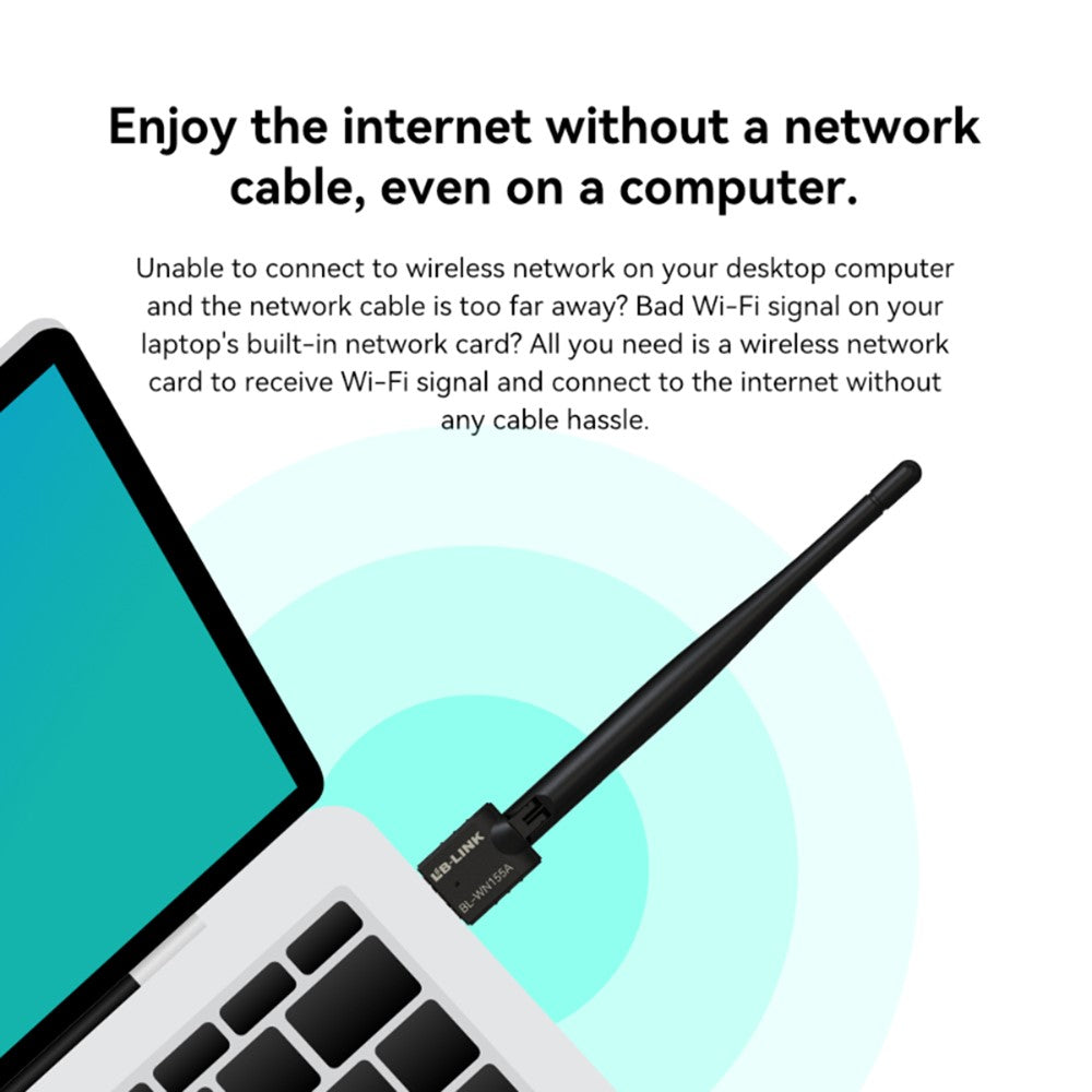 LB-LINK WN155A PC Computer Laptop 150M Wireless Network Card Adapter USB WiFi Receiver