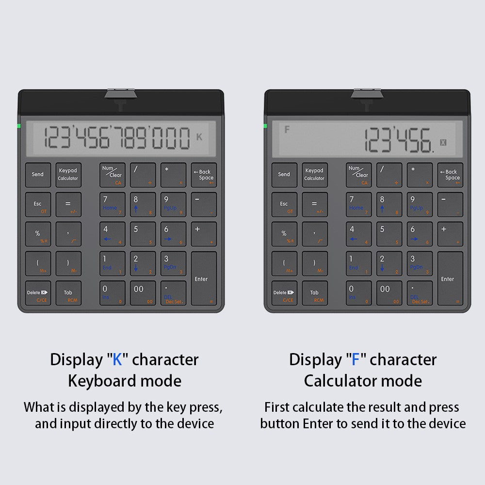 SUNREED KC9001S Bluetooth-compatible Numeric Keypad LCD Display 29-Keys Desktop Business Calculator for Laptop Computer