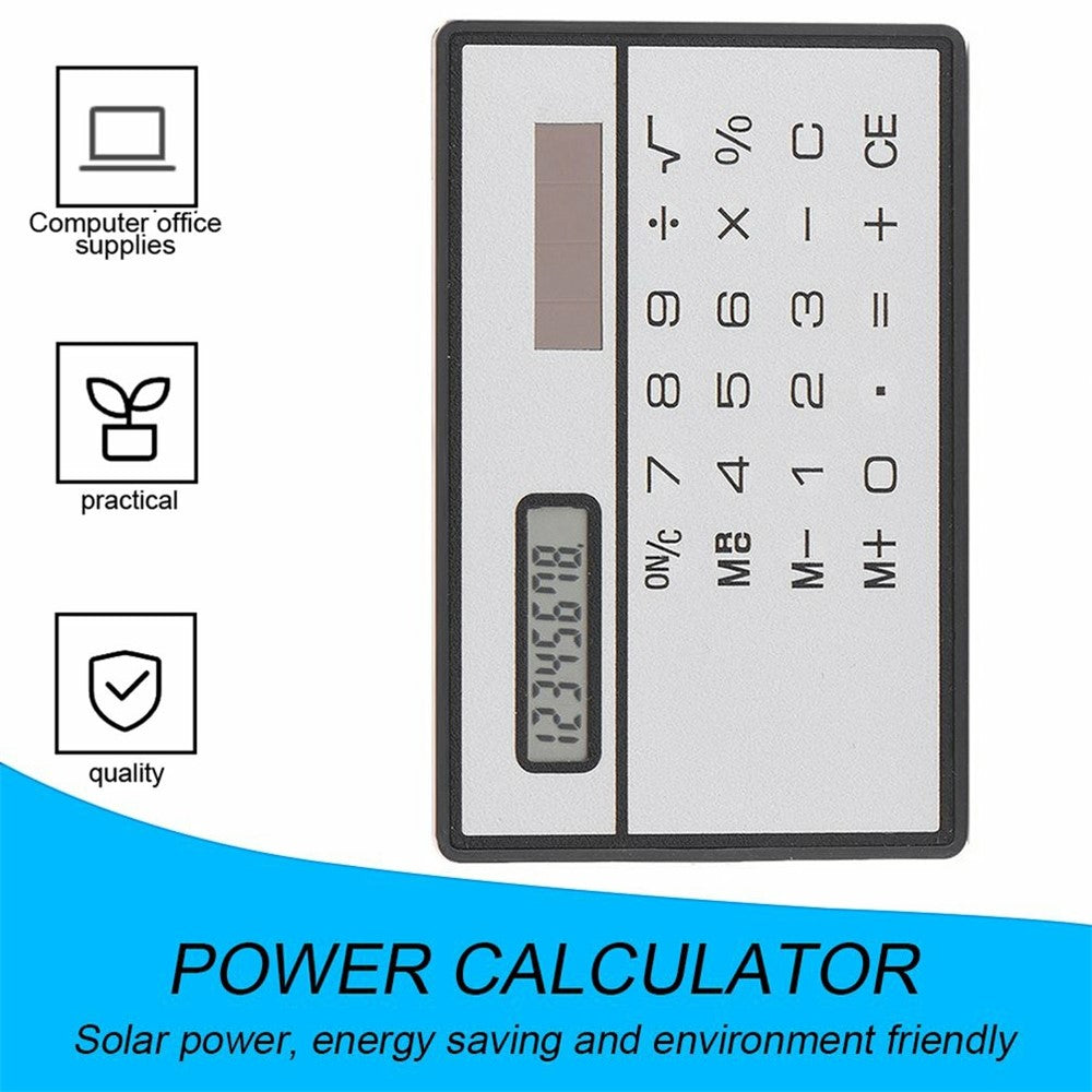 JY-819 Ultra Thin Solar Powered Pocket Calculator Credit Card Size 8 Digits Touch Calculator
