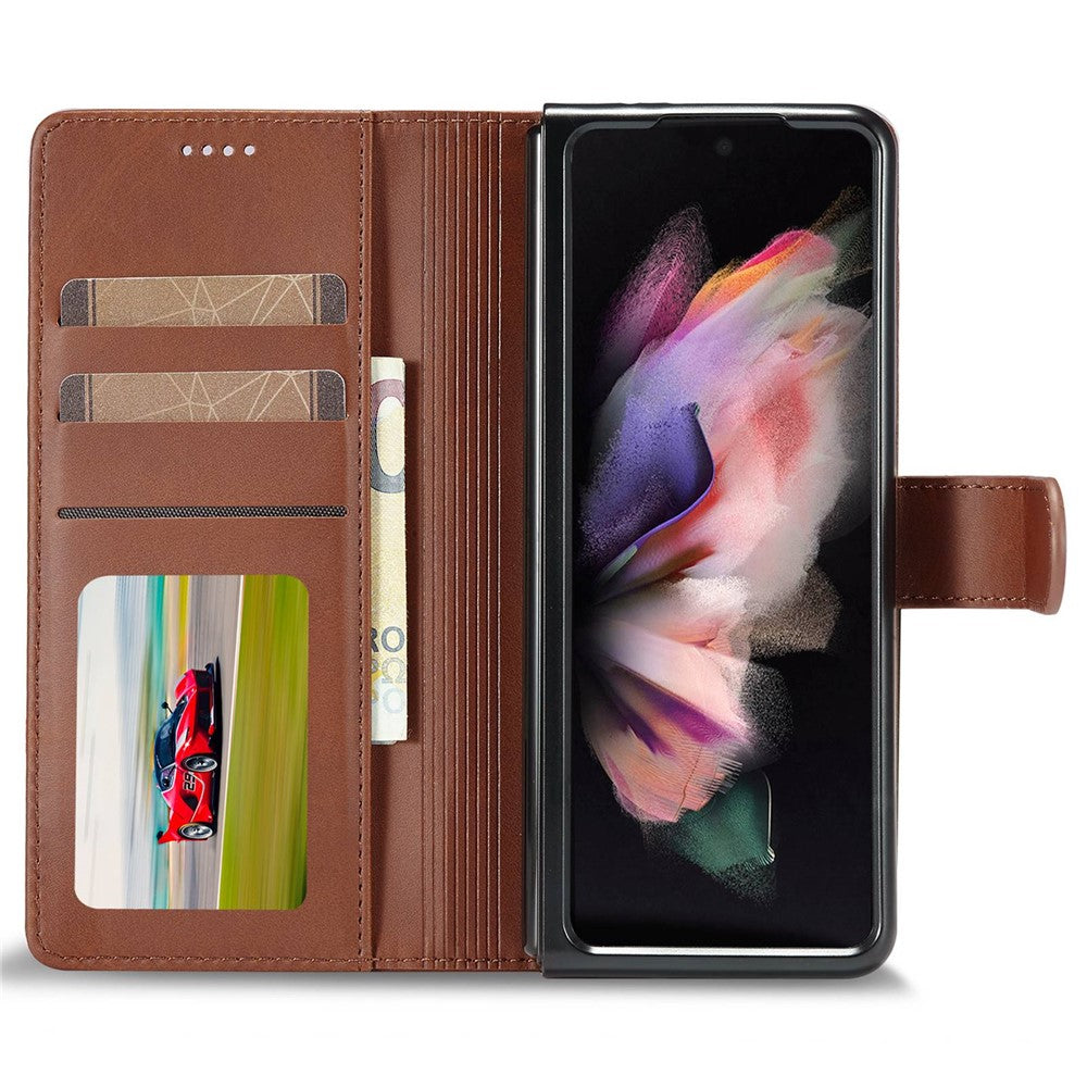 LC.IMEEKE for Samsung Galaxy Z Fold4 5G Shockproof Phone Cover Magnetic Clasp Stand Wallet PU Leather Folding Phone Case