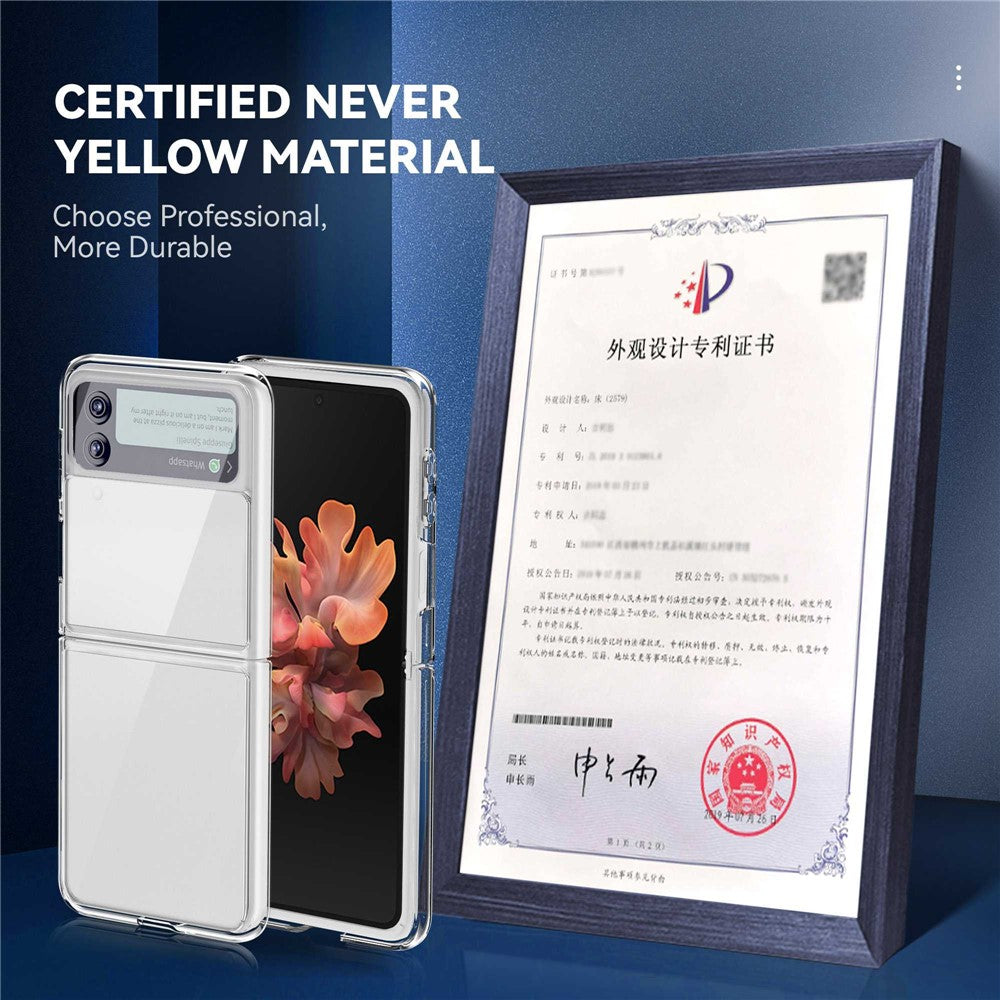 Samsung Galaxy Z Flip4 5G Transparent Soft TPU Frame + Hard PC Back Cover Anti-fingerprint Yellow-resistant Phone Case