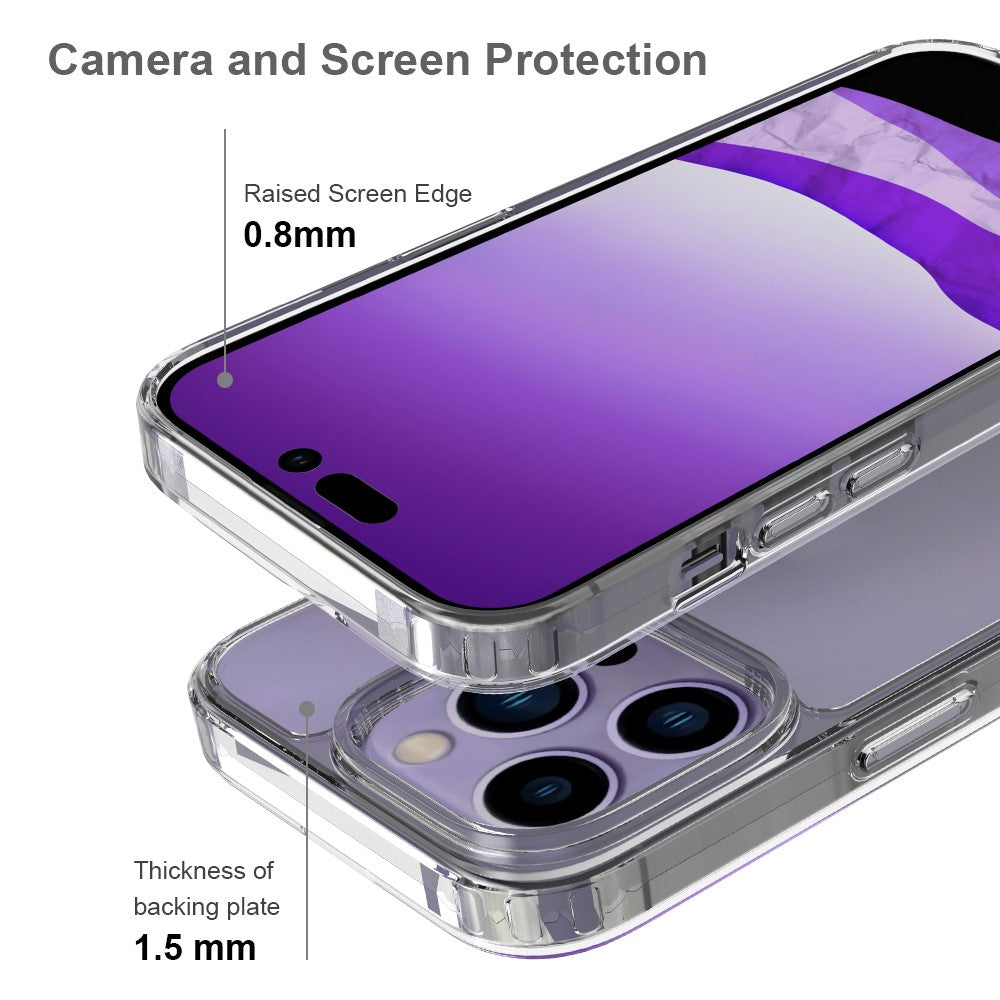 iPhone 14 Pro 6.1 inch Shockproof Case Ultra Clear Phone Case Transparent Hard Acrylic Back + Soft TPU Cover