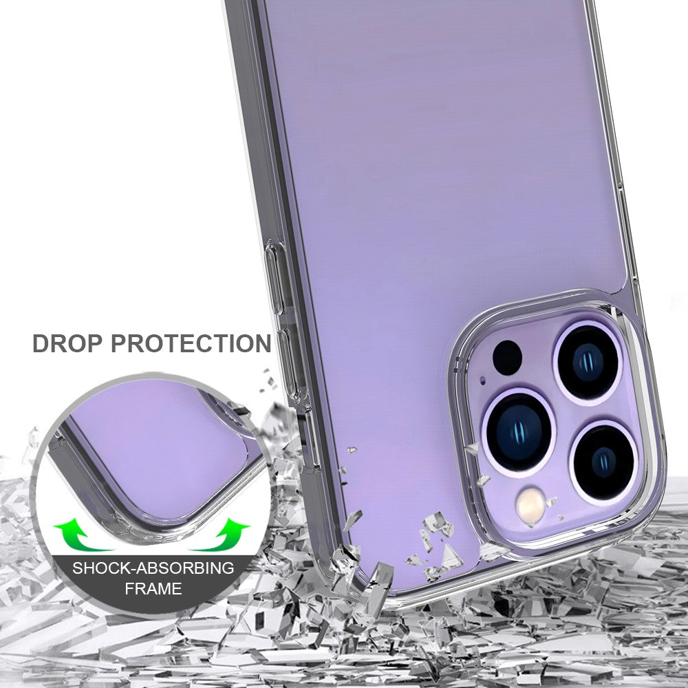 iPhone 14 Pro 6.1 inch Shockproof Case Ultra Clear Phone Case Transparent Hard Acrylic Back + Soft TPU Cover