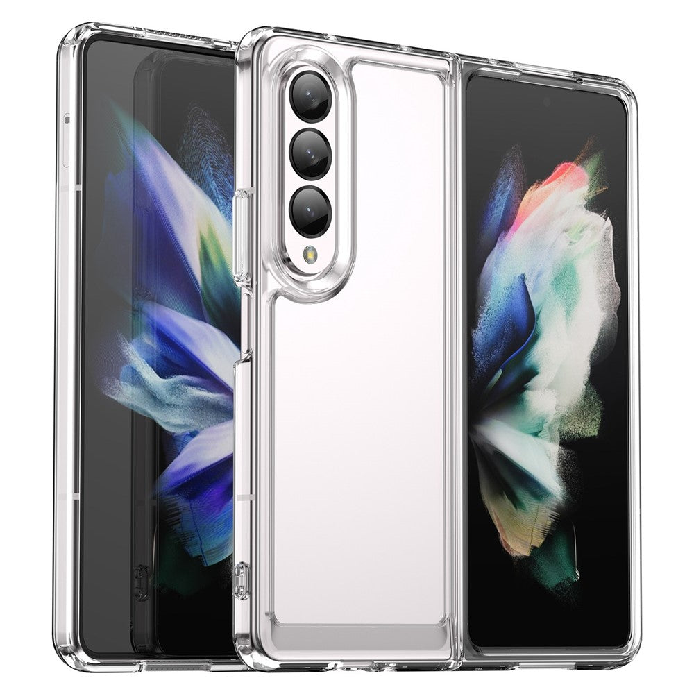 Clear Phone Case for Samsung Galaxy Z Fold4 5G, TPU Frame Acrylic Back Cover Brushed Anti-fingerprint Protector with Independent Buttons