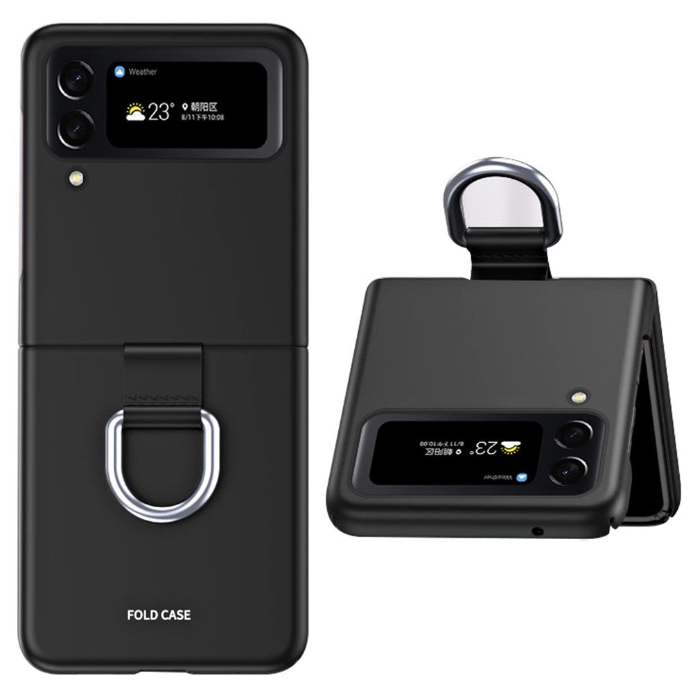 Samsung Galaxy Z Flip4 5G Ribbon Metal Ring Holder Ultra-slim Anti-fingerprint Hard PC Cell Phone Case Cover