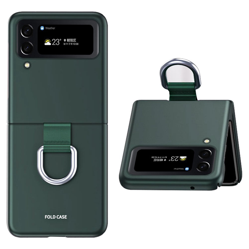 Samsung Galaxy Z Flip4 5G Ribbon Metal Ring Holder Ultra-slim Anti-fingerprint Hard PC Cell Phone Case Cover