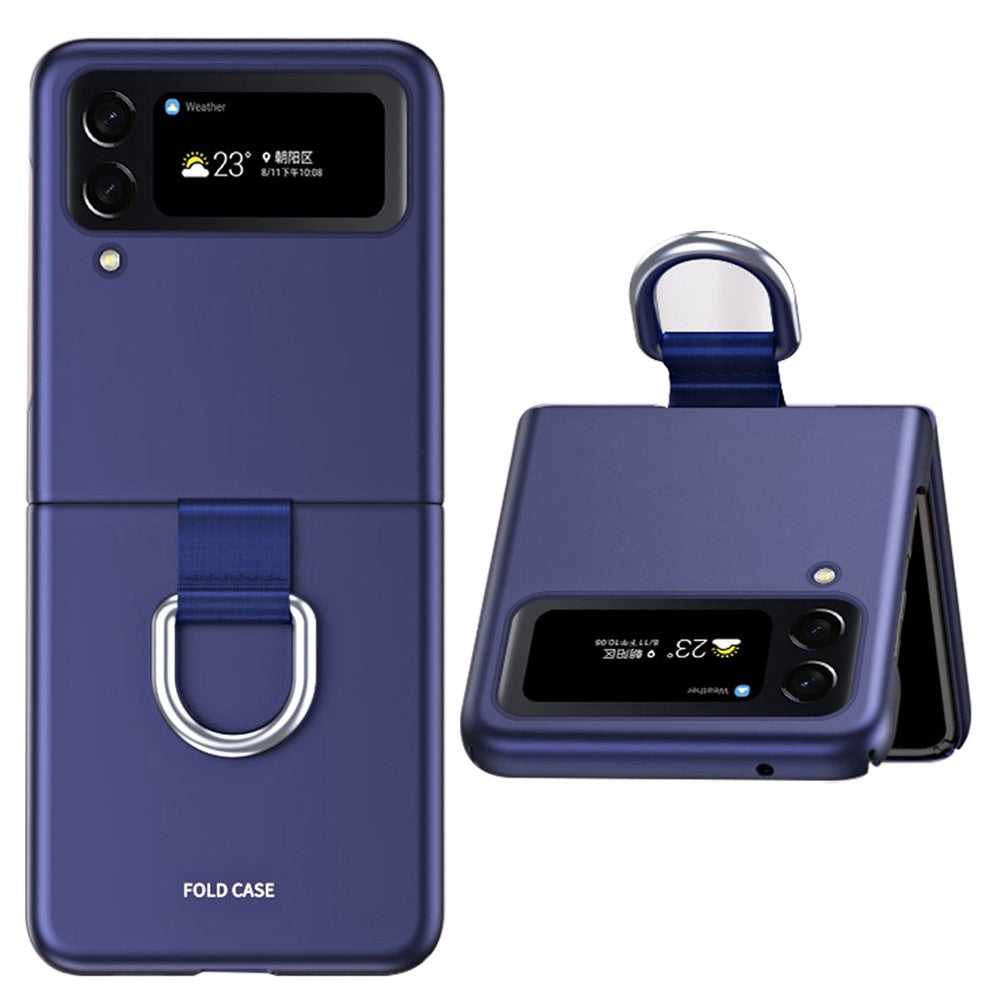 Samsung Galaxy Z Flip4 5G Ribbon Metal Ring Holder Ultra-slim Anti-fingerprint Hard PC Cell Phone Case Cover