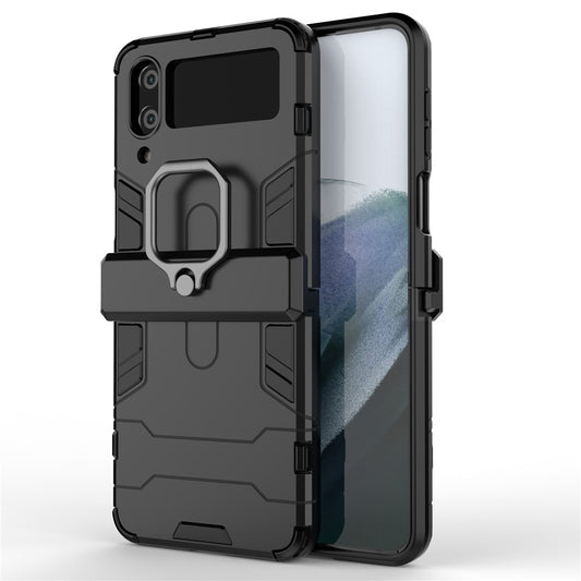 Samsung Galaxy Z Flip4 5G Rotatable Ring Holder Kickstand Phone Case Kickstand Hard PC Soft TPU Shock Absorption Cover