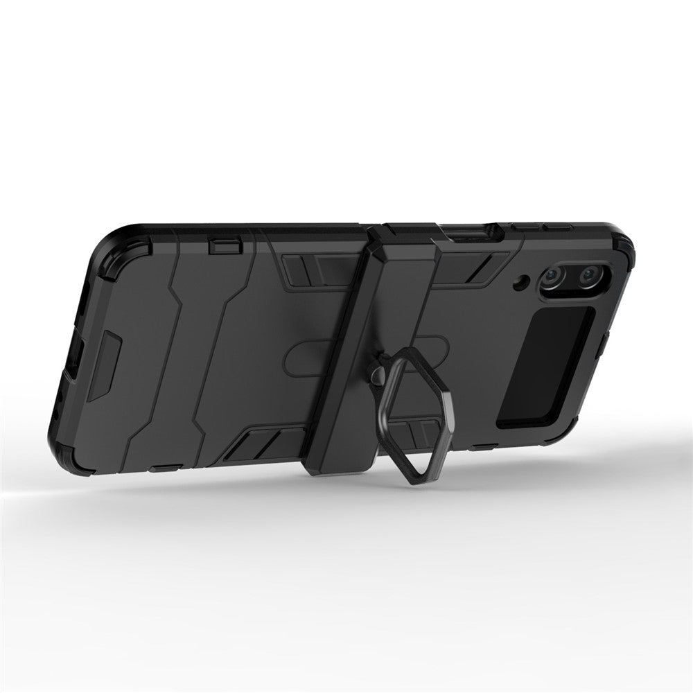 Samsung Galaxy Z Flip4 5G Rotatable Ring Holder Kickstand Phone Case Kickstand Hard PC Soft TPU Shock Absorption Cover