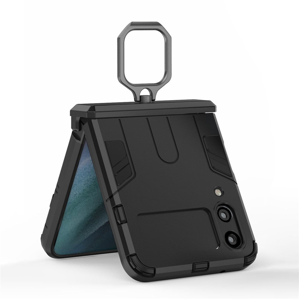 Samsung Galaxy Z Flip4 5G Rotatable Ring Holder Kickstand Phone Case Kickstand Hard PC Soft TPU Shock Absorption Cover