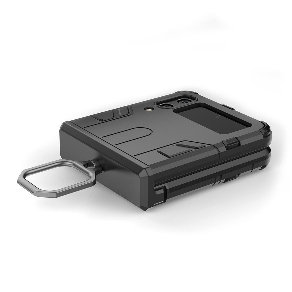 Samsung Galaxy Z Flip4 5G Rotatable Ring Holder Kickstand Phone Case Kickstand Hard PC Soft TPU Shock Absorption Cover