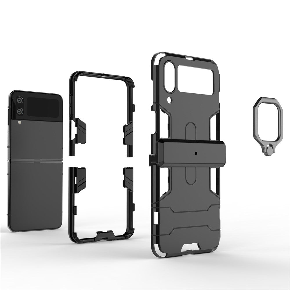 Samsung Galaxy Z Flip4 5G Rotatable Ring Holder Kickstand Phone Case Kickstand Hard PC Soft TPU Shock Absorption Cover
