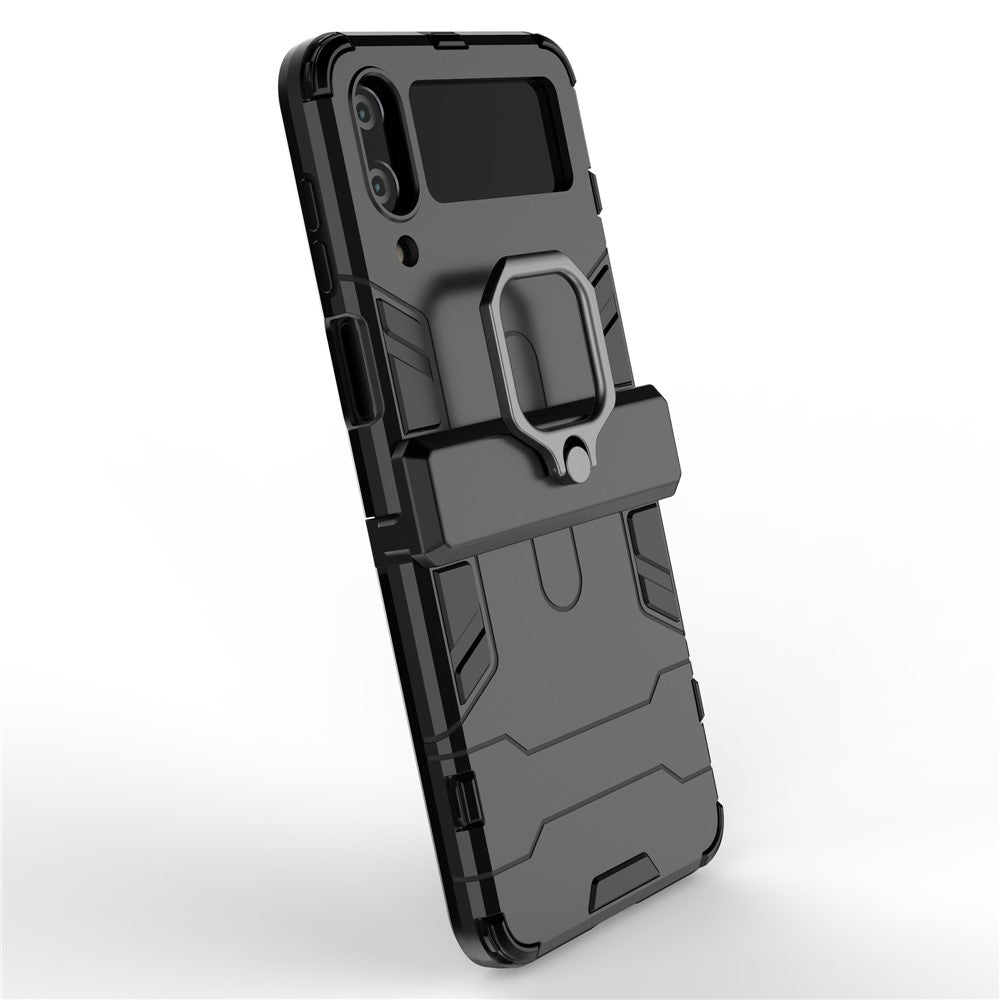 Samsung Galaxy Z Flip4 5G Rotatable Ring Holder Kickstand Phone Case Kickstand Hard PC Soft TPU Shock Absorption Cover