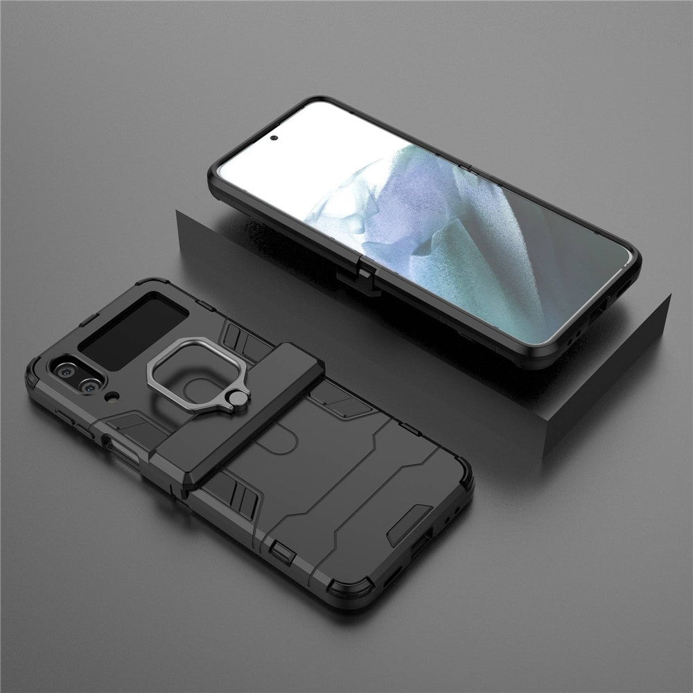 Samsung Galaxy Z Flip4 5G Rotatable Ring Holder Kickstand Phone Case Kickstand Hard PC Soft TPU Shock Absorption Cover