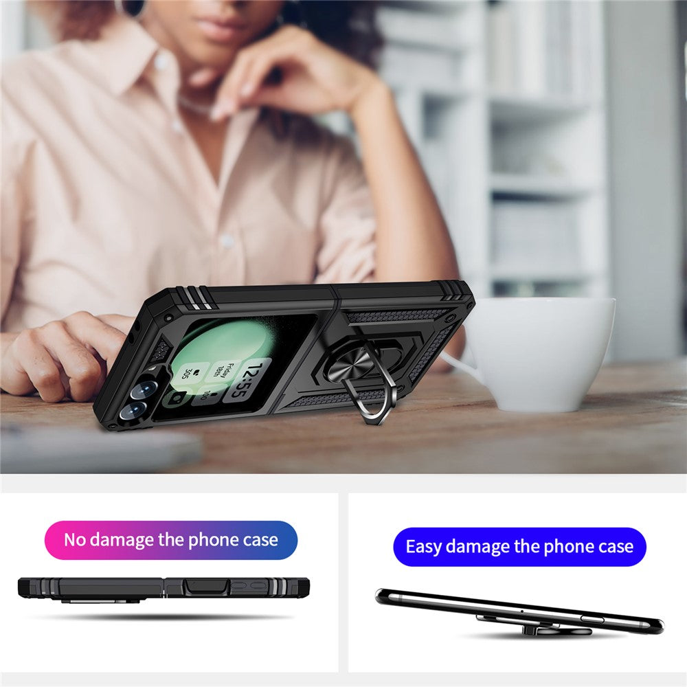 Samsung Galaxy Z Flip7 FE 5G / Z Flip6 5G Case TPU+PC Phone Cover with Ring Kickstand Drop Protection