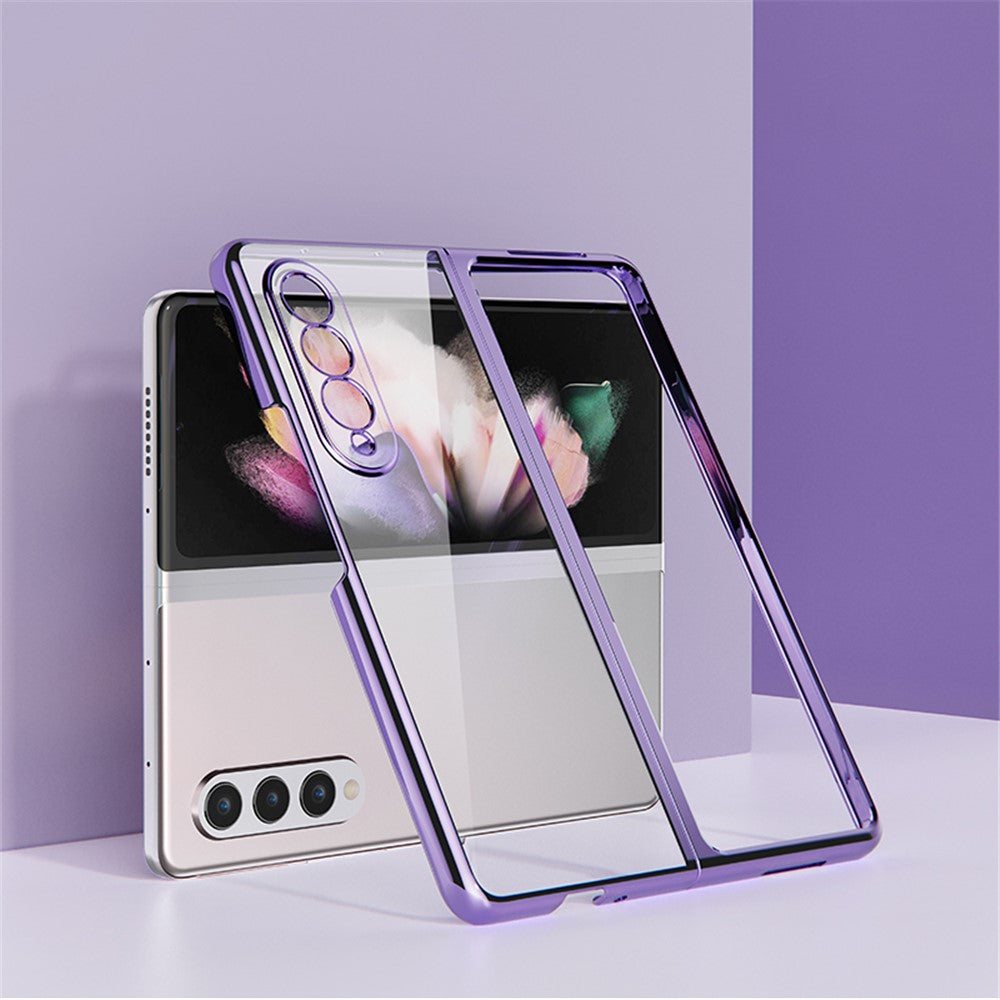 For Samsung Galaxy Z Fold3 5G Case Electroplating Metal Frame + Tempered Glass Phone Cover