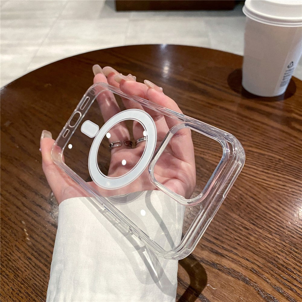 For iPhone 16 Pro Case TPU+Acrylic Clear Phone Cover Compatible with MagSafe