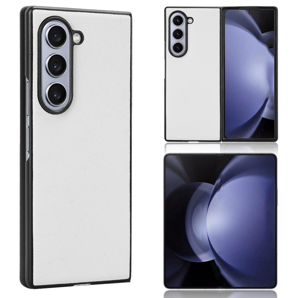 For Samsung Galaxy Z Fold6 5G Case PU Leather+PC Drop-Proof Shell Carbon Fiber Texture