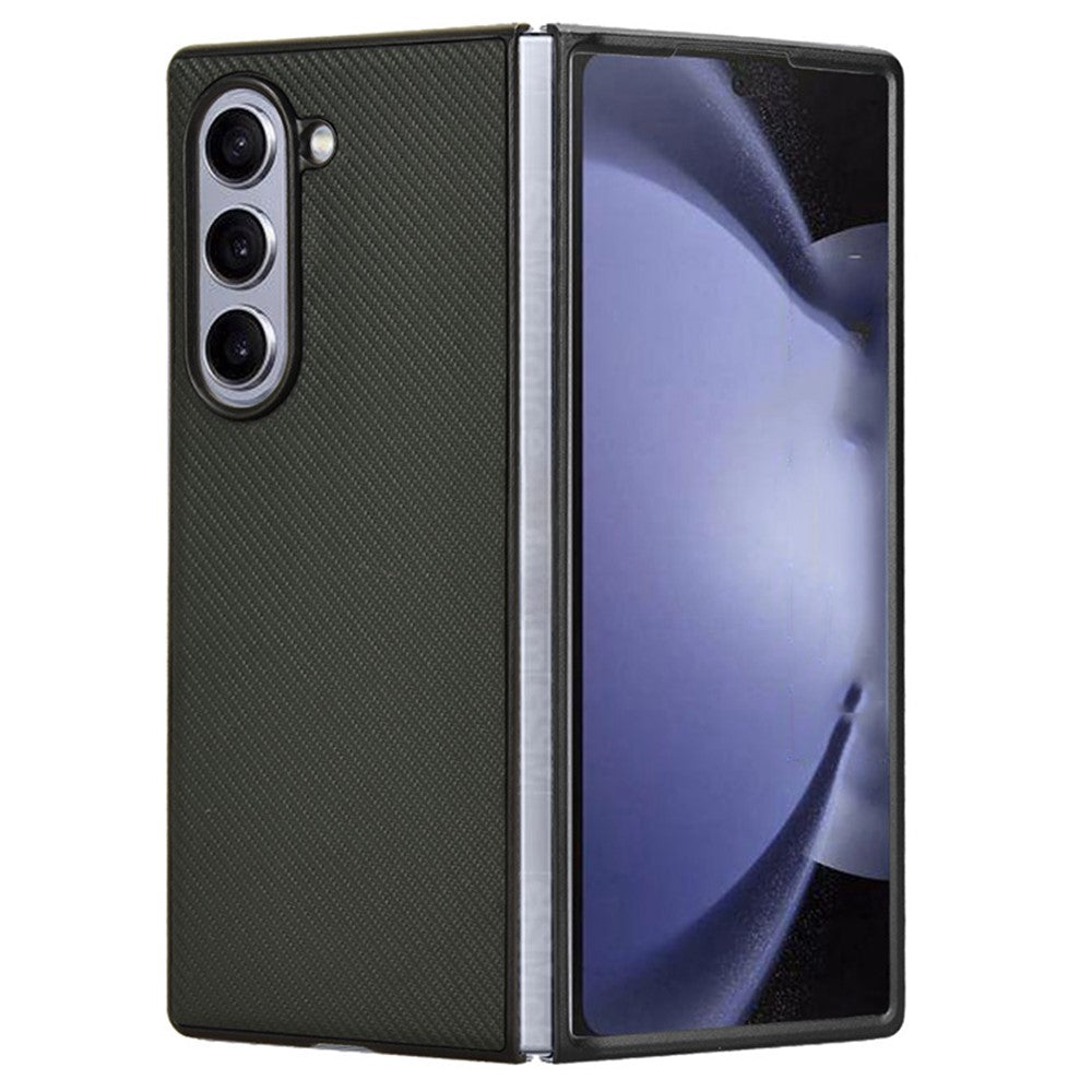 For Samsung Galaxy Z Fold6 5G Case PU Leather+PC Drop-Proof Shell Carbon Fiber Texture