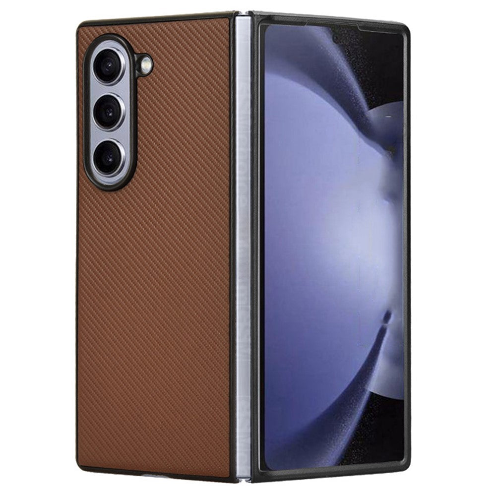 For Samsung Galaxy Z Fold6 5G Case PU Leather+PC Drop-Proof Shell Carbon Fiber Texture
