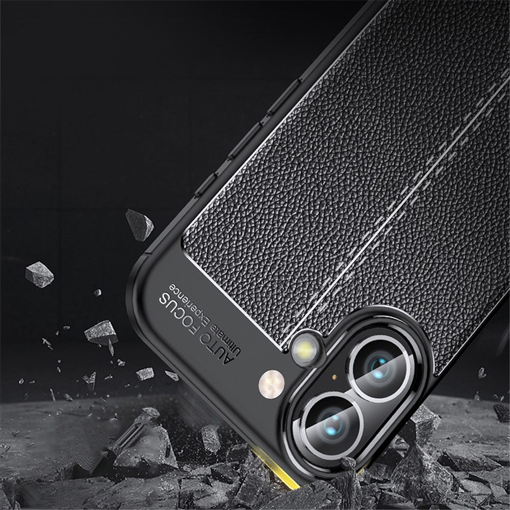 For iPhone 16 Case Litchi Texture Back TPU Phone Cover
