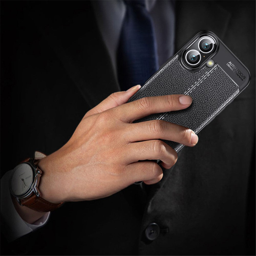 For iPhone 16 Case Litchi Texture Back TPU Phone Cover