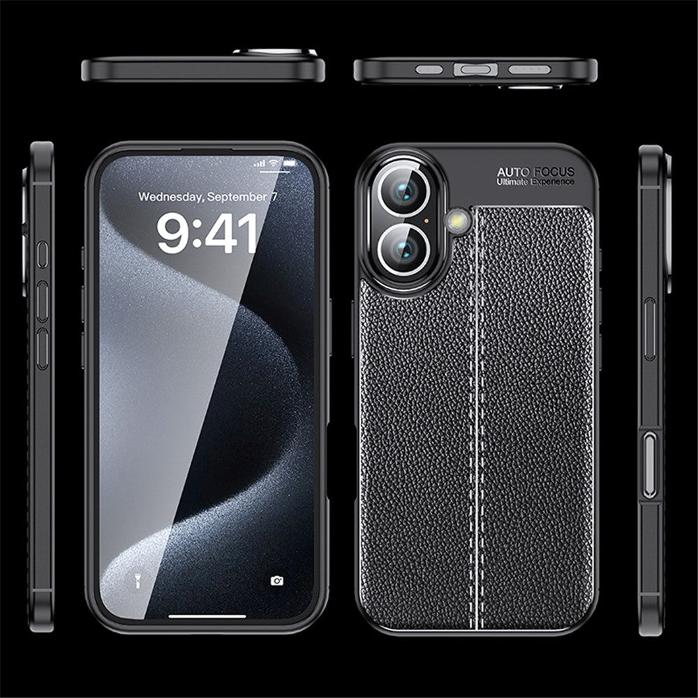 For iPhone 16 Case Litchi Texture Back TPU Phone Cover