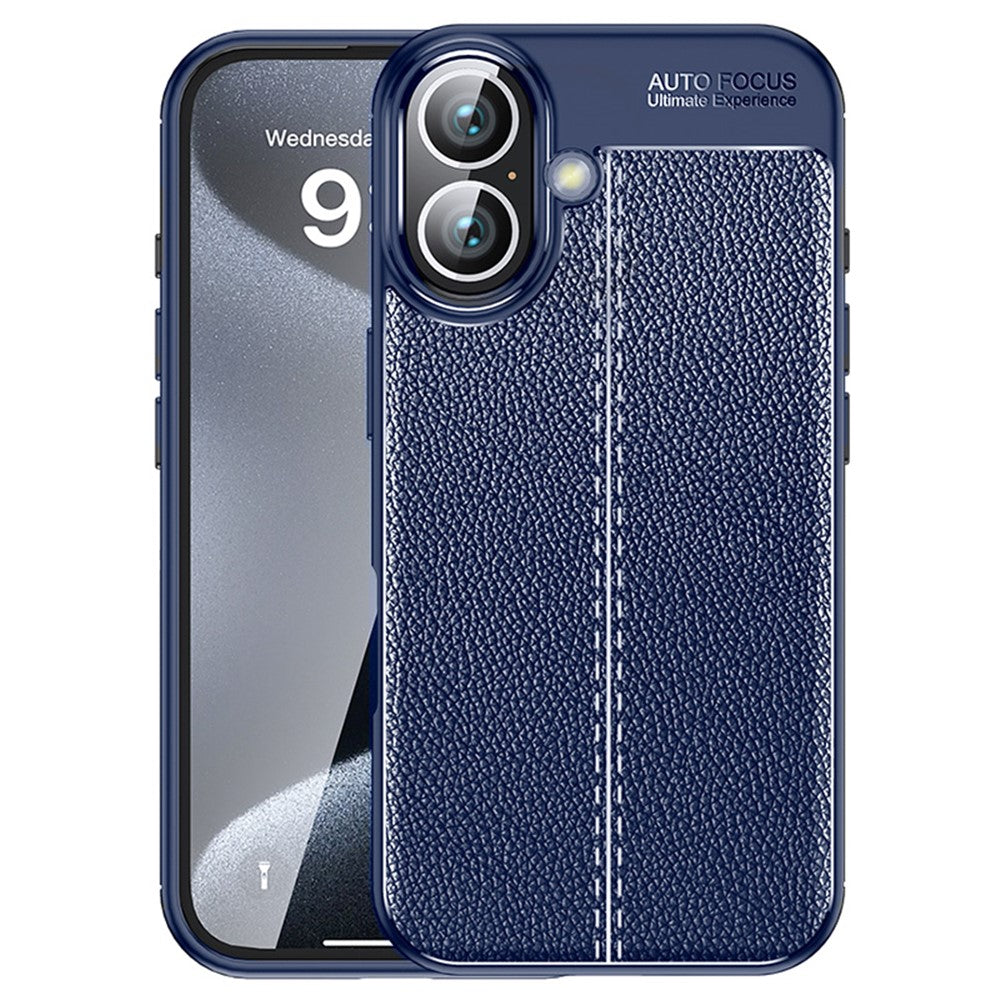 For iPhone 16 Case Litchi Texture Back TPU Phone Cover