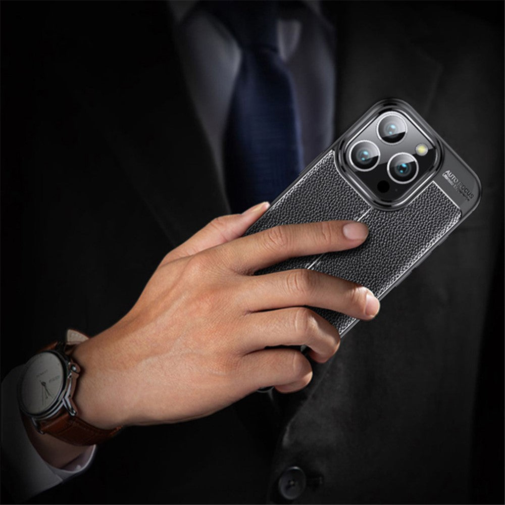 For iPhone 16 Pro Max Case Litchi Texture Anti-Drop TPU Phone Cover