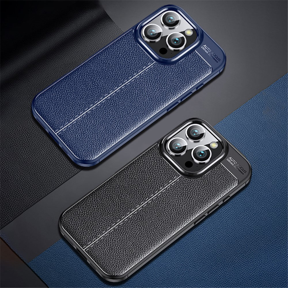 iPhone 16 Pro Case Litchi Texture Shockproof TPU Phone Cover