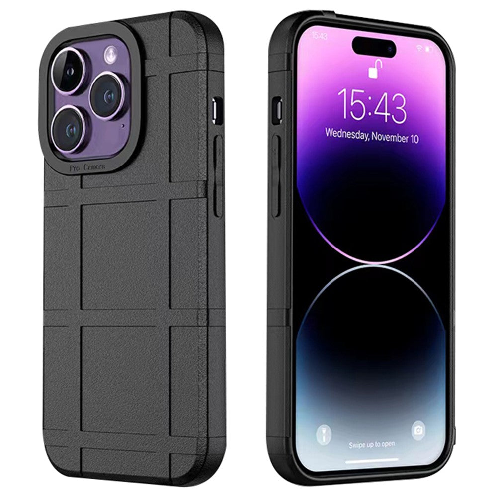 For iPhone 15 Pro Shockproof TPU Phone Cover Square Grid Leather Texture Phone Case